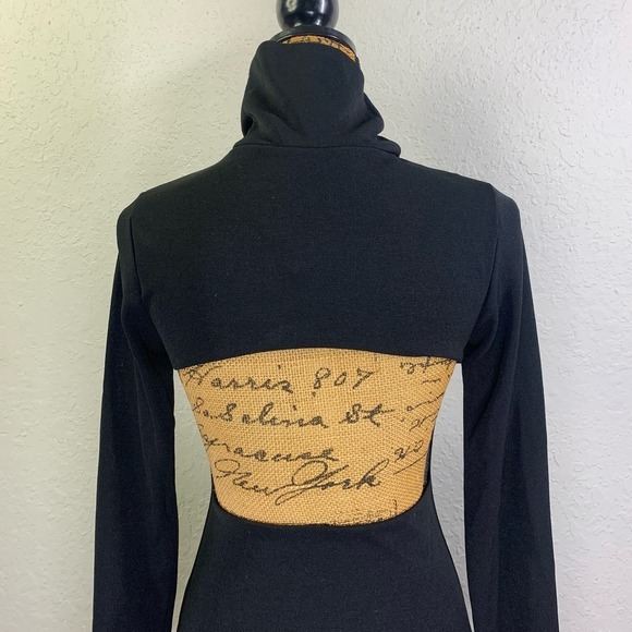 THAT'S SO FETCH Bodycon Turtle‎ Neck Open Back LBD Long Sleeve Dress NWT - Picture 6 of 13